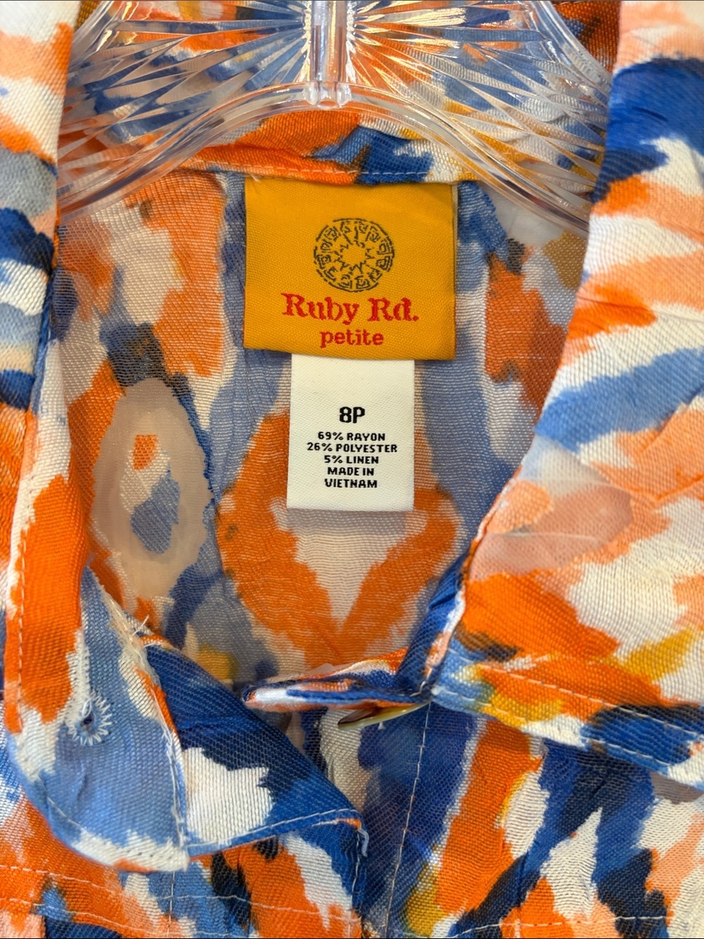 Ruby Rd. Blue & Orange Abstract Print Button-Front Top - Picture 2 of 4